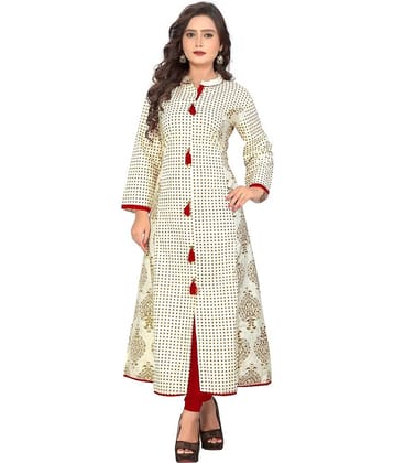 Vbuyz - Beige Cotton Women's Front Slit Kurti ( Pack of 1 )