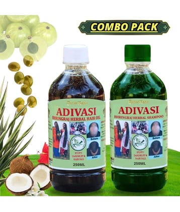 Adivasi Bhringraj Natural Hair Growth Herbal Hair Oil and Shampoo Combo(250 ml)Pack Of 2