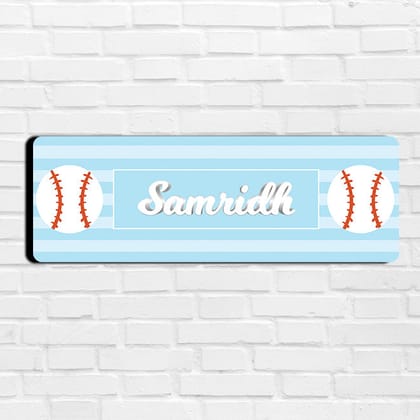 Base Ball Name Plate (Petite) (kids)-Base Ball Blue Skies