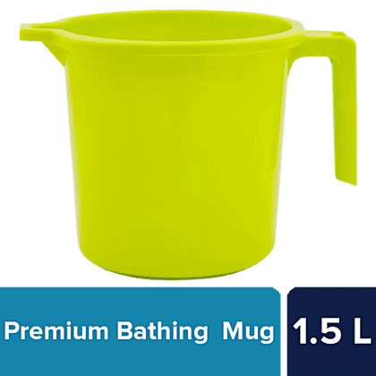 BB Home Premium Plastic Bathing Mug - Sturdy & Durable, Green, 1.5 l