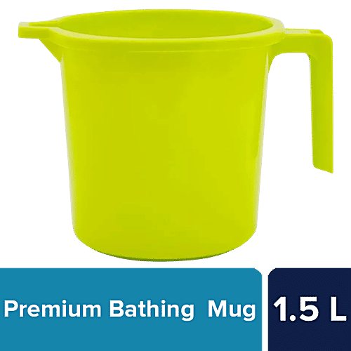 BB Home Premium Plastic Bathing Mug - Sturdy & Durable, Green, 1.5 l