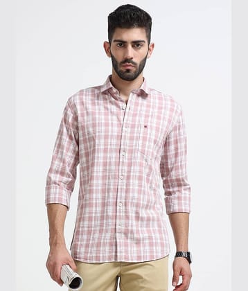 Cool Colors 100% Cotton Slim Fit Checks Full Sleeves Men's Casual Shirt - Pink ( Pack of 1 )