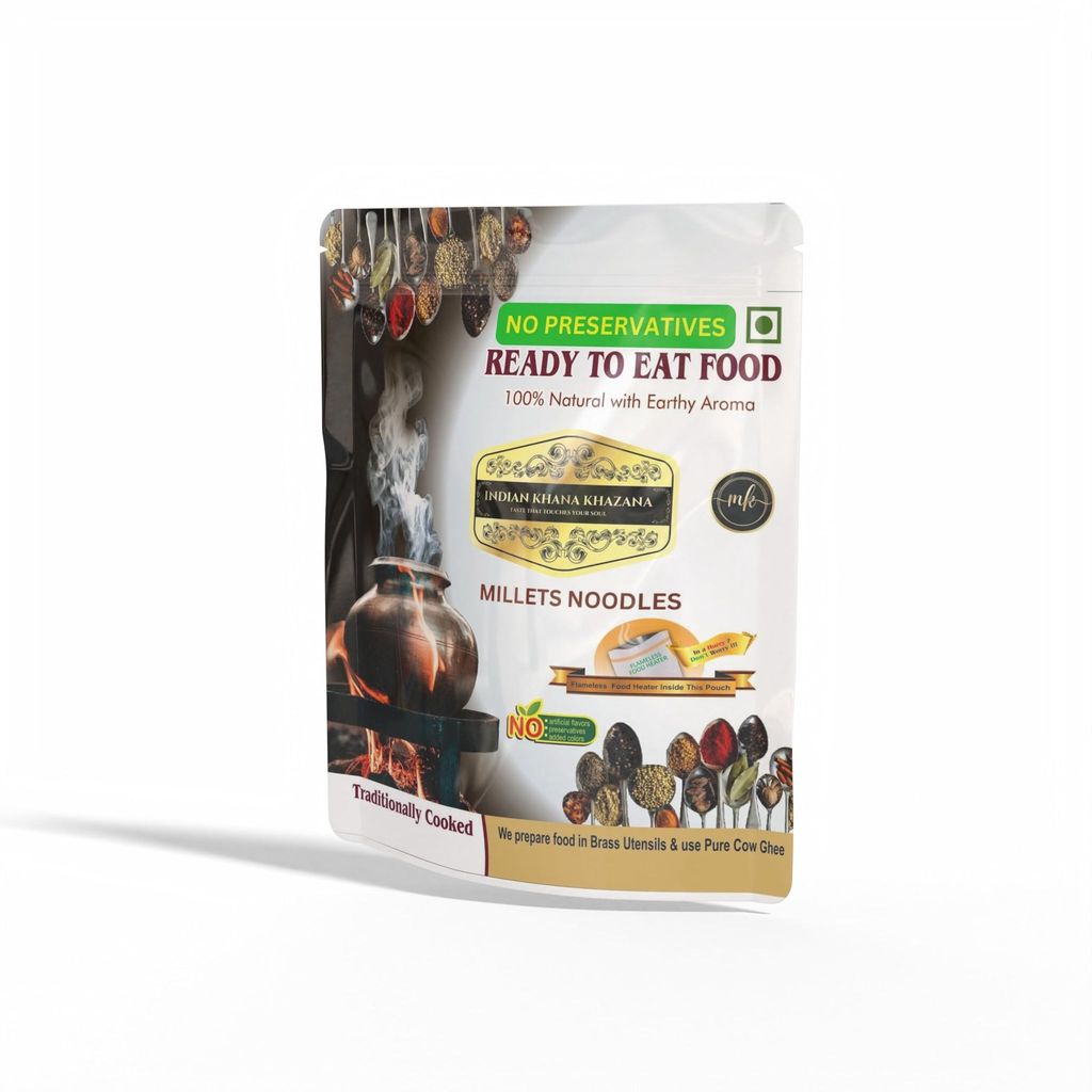 INDIAN KHANA KHAZANA Millet Noodles | No Added Preservative and Colours | Serve Hot Anytime Anywhere with our Disposable-Cooker inside the Pack | Indian Tasty Flavour Ready to Eat Food Millet Noodles