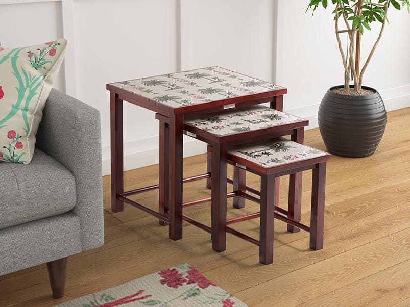 India Circus Chevron Palms Nesting Table - By Krsnaa Mehta