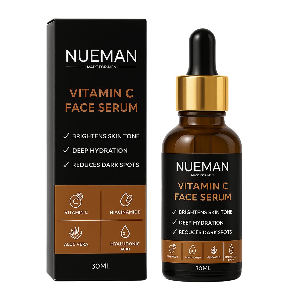 NUEMAN Vitamin C Face Serum | For Men | With 15% Vitamin C, Niacinamide, Hyaluronic Acid & Licorice | Brightens Skin, Fades Spots | Fragrance-Free & Dermatologically Tested