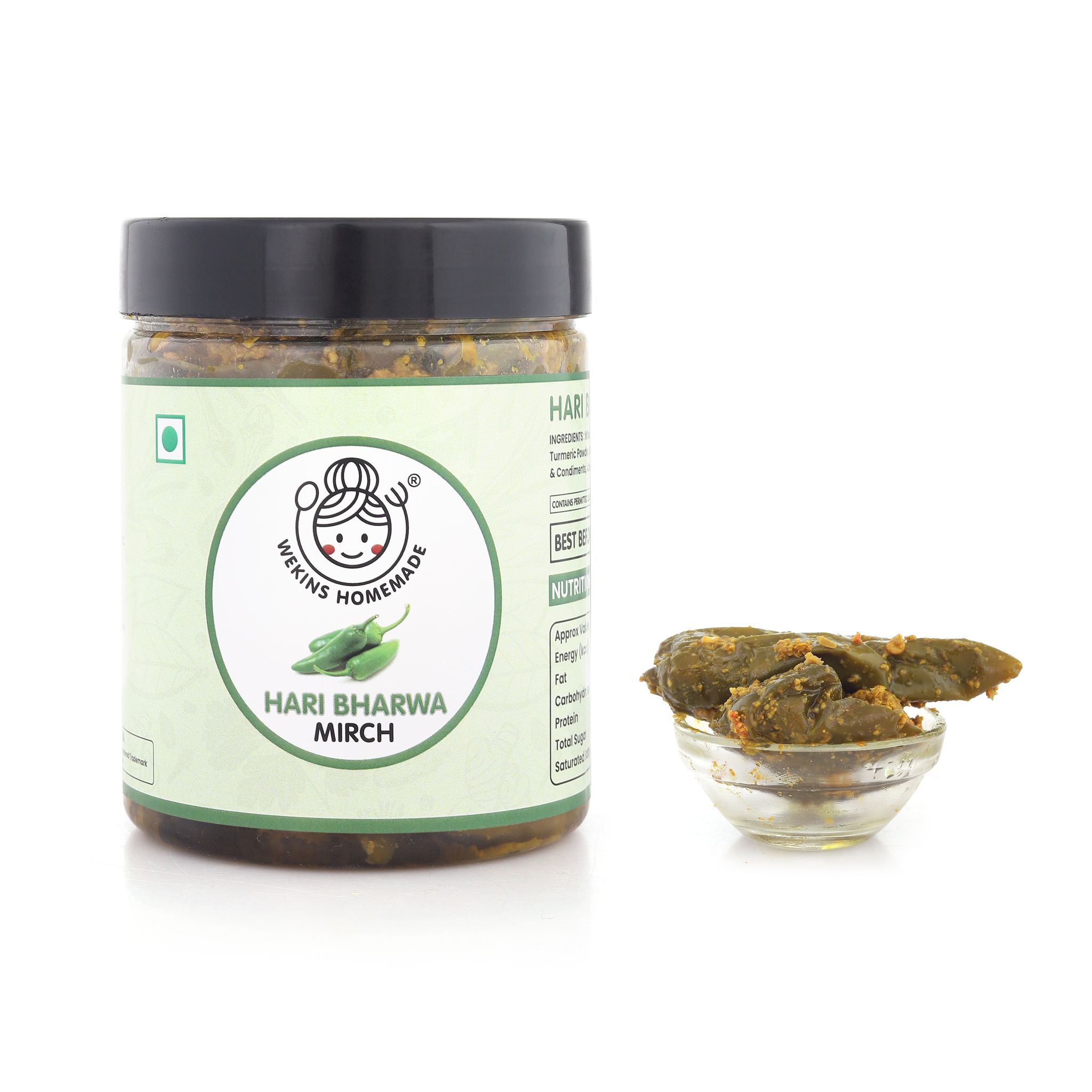 Hari Bharwa Mirch Achaar (Green Stuffed Chilly Pickle)-250 GM