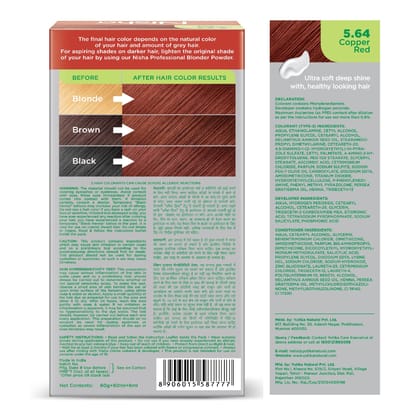 Nisha Creme Hair Color 5.64 Copper Red 120g Pack of 3 Permanent Hair Colour for Women Men, No Ammonia 100% Grey Coverage