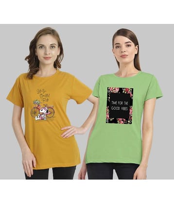 CHOZI Women Cotton Printed Regular Fit Round Neck T-Shirt ( Multi Color )