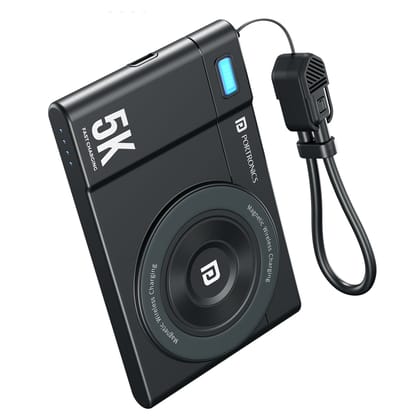 Portronics Power Shutter Air 5K 15W Wireless Output, 22.5W Wired Output, In Built Type C Cable , 12mm Slim Size - Black Portronics Power Shutter Air 5K 15W Wireless Output, 22.5W Wired Output, In Built Type C Cable , 12mm Slim Size - Black