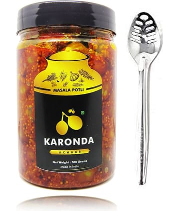 Masala Potli Homemade Rajasthani Karonda Achaar & Spoon | Spicy & Tangy Carissa Carandas Pickle Pickle 500 g