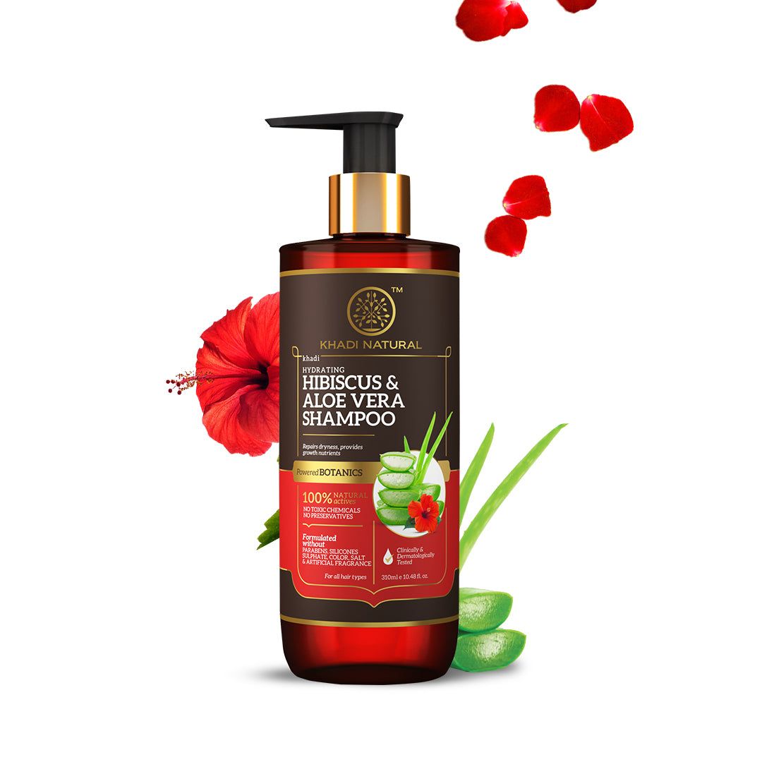 Khadi Natural Hibiscus & Aloe Vera Hair Cleanser - Parabens, Silicones, Sulphate, Color, Salt & Artificial Fragrance Free - 310ml