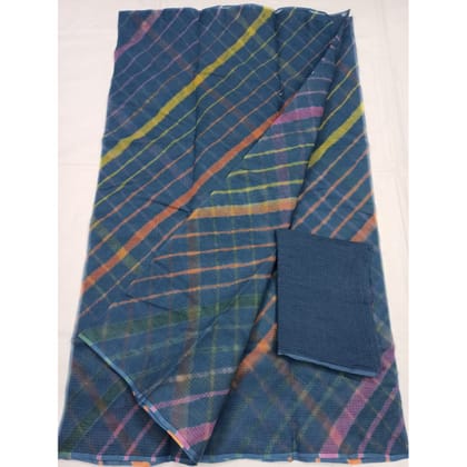 Azure Cotton Kota Doria Blue Saree Handcrafted