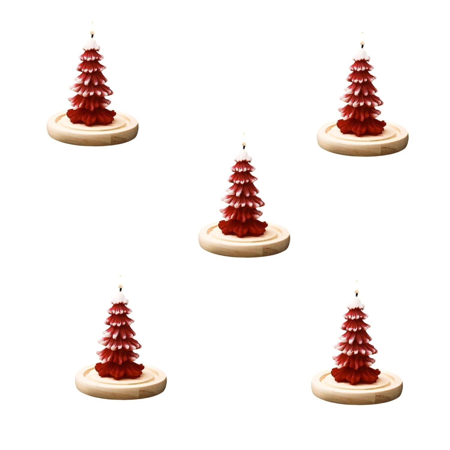 SS Enterprise Organic Soy Wax Christmas Tree Pillar Candles for Decor, Scented Aromatic Fragrance Candles, Smoke-Free, Xmas Decoration Accessories, (Pack of 5)