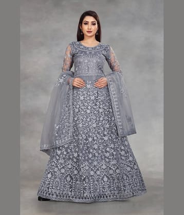 Aika Grey Net Ethnic Gown - Single