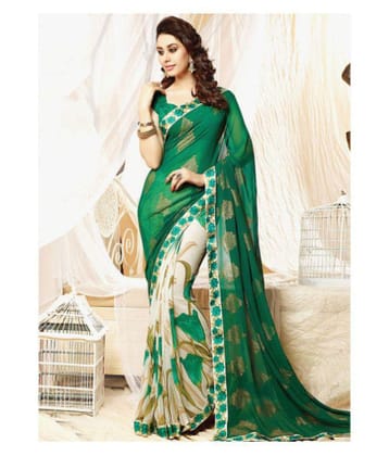 Gazal Fashions Green,Beige Chiffon Saree