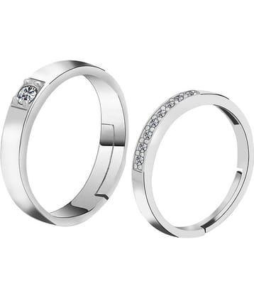 Silverplated  Designer His and Her Adjustable proposal couple ring For Men And Women Jewellery