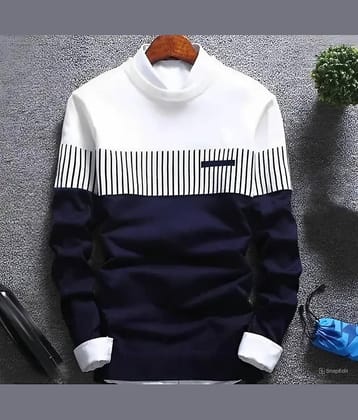 TAZO Cotton Blend Regular Fit Colorblock Full Sleeves Men's Round T-Shirt - Navy Blue ( Pack of 1 )