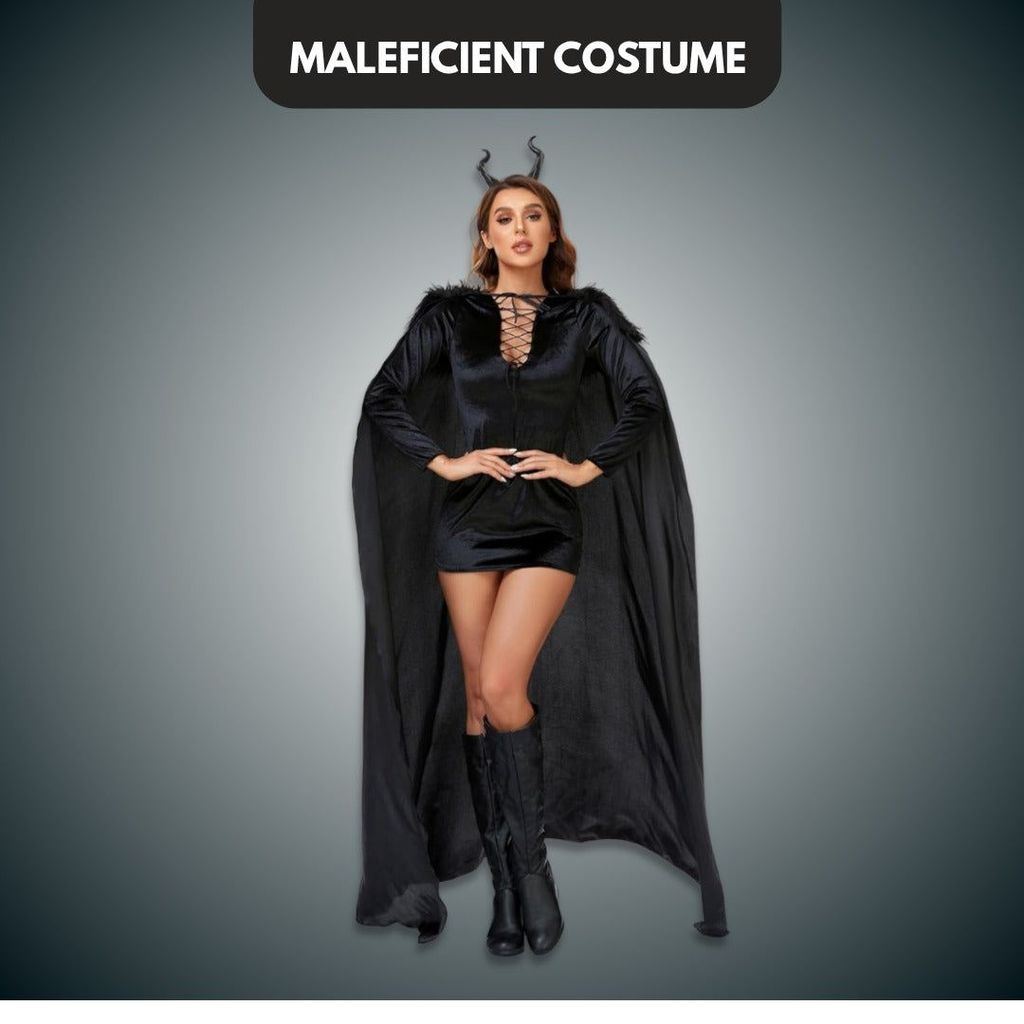 Maleficient Velvet Costume with Cape and Headband - Party and Festive Needs | Buy online on ZillyBuy