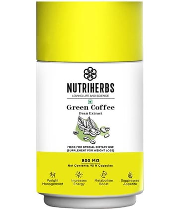 Nutriherbs Green Coffee Bean Herbs Natural Weight Loss Supplement 800Mg (50% Cga) - 90 Capsules Pack Of 1