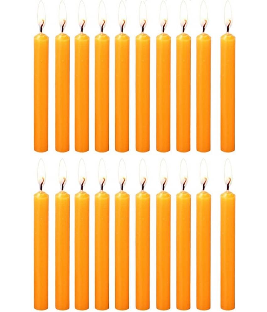PROSPERRO LUMO - Orange Unscented Pillar Candle 10 cm ( Pack of 20 )