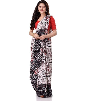 Desh Bidesh Cotton Self Design Saree Without Blouse Piece ( Multicolour )
