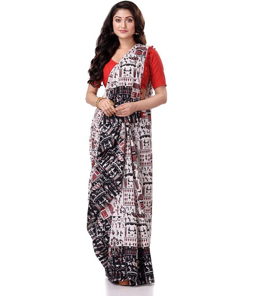 Desh Bidesh Cotton Self Design Saree Without Blouse Piece ( Multicolour )