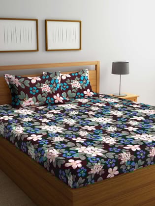 Multicoloured Floral 300 TC King Bedsheet With 2 Pillow Covers