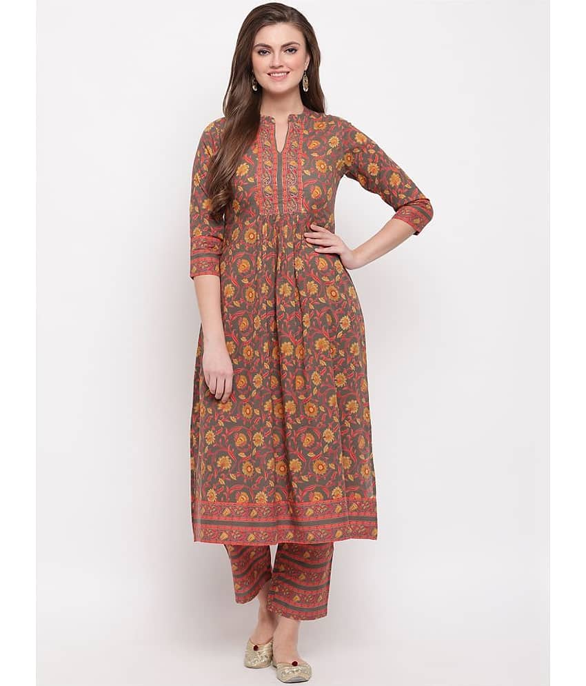 Vbuyz - Grey Cotton Women's Flared Kurti