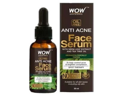 WOW Skin Science Anti Acne Face Serum, Neem, Tea Tree - 30 ml