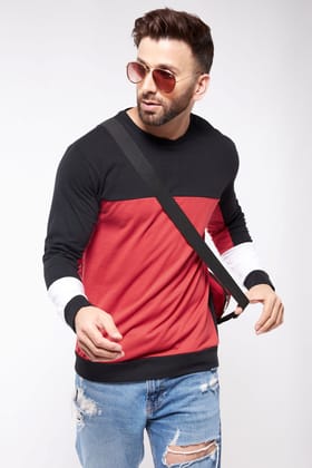 Black Color Block Polo T-Shirt - L Black Color Block Polo T-Shirt - L