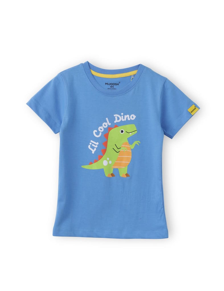 Elegant Kids Boys T shirt Cotton All aboard blue lil Cool Dino 2025 at ShopCircuit | ONDC