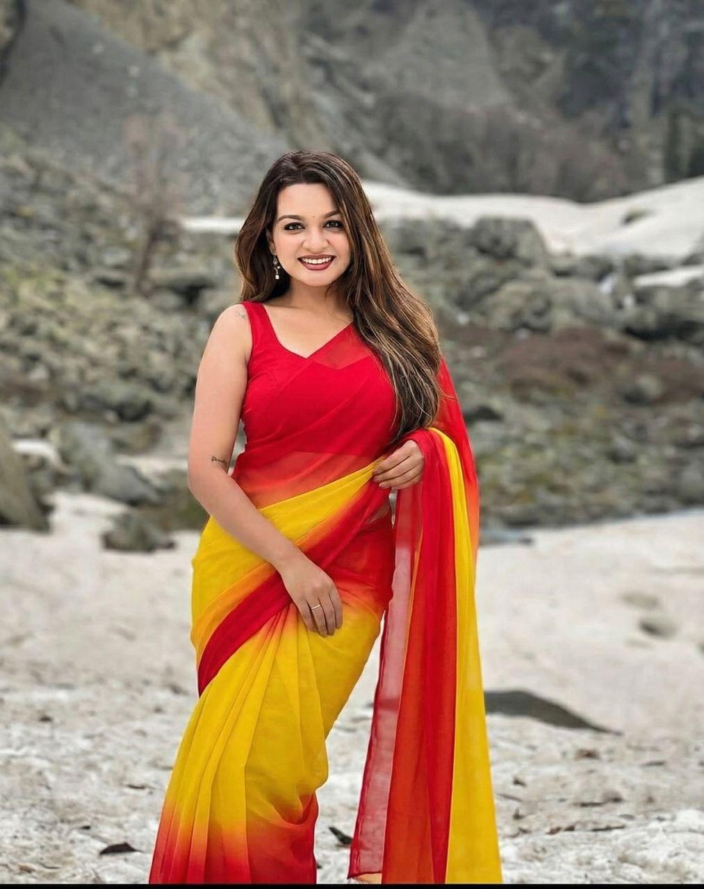 Dyed Padding Georgette Saree