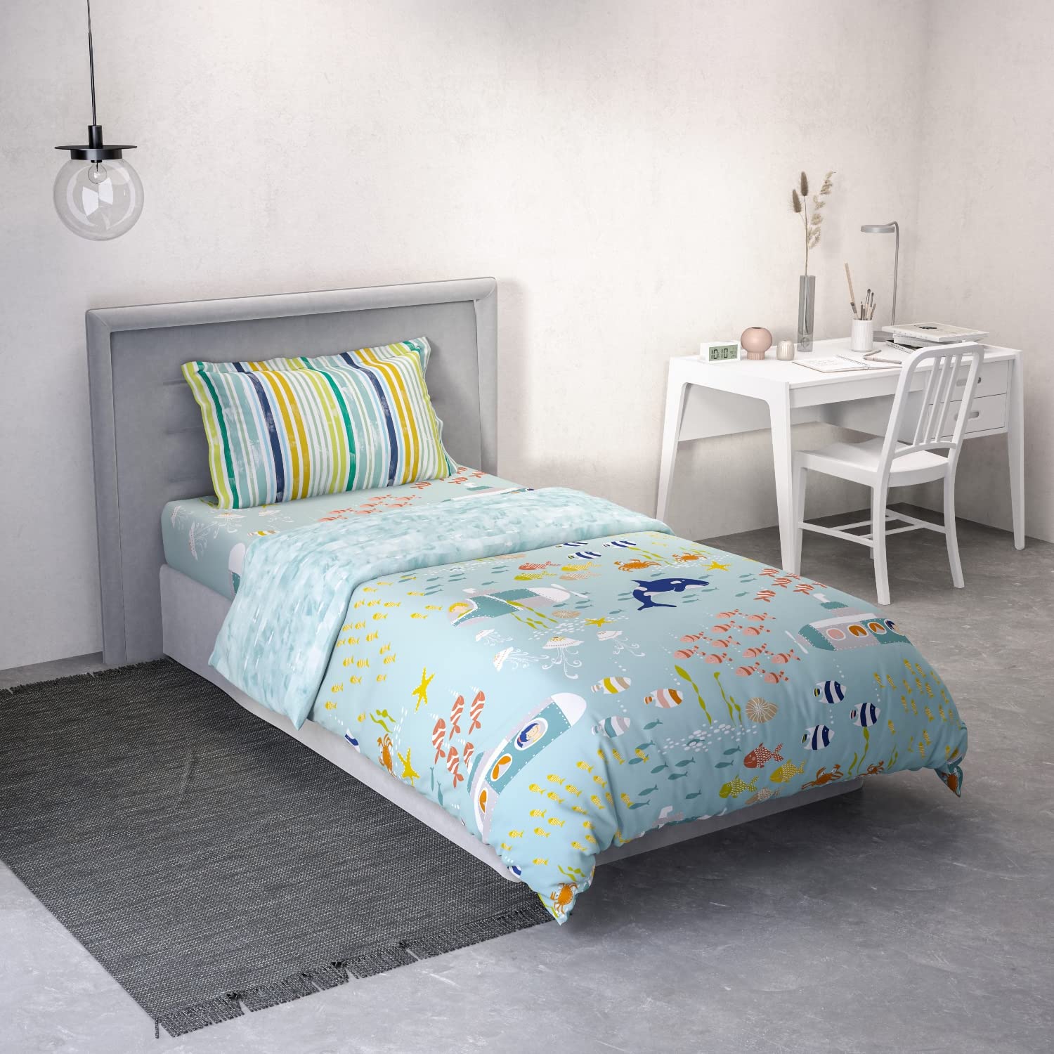 DDECOR - Little Brats Collection 100% Cotton Conversational Pattern 136TC Single Bed In A Bag|152 CM X 224 CM| - Blue