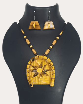 Handcrafted Bamboo Pendent Jwl Set-2