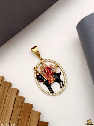 Maa Meldi Diamond ovel frem Pendant With Mina (PD-095)-1.6 iche ovel shap