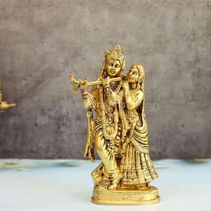 Brass Cute Radha Krishna Idol Symbol for Love - 8 Inch Height Brass Cute Radha Krishna Idol Symbol for Love - 8 Inch Height