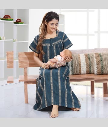 Gutthi Blue Hosiery Women's Nightwear Nighty & Night Gowns ( Pack of 1 )