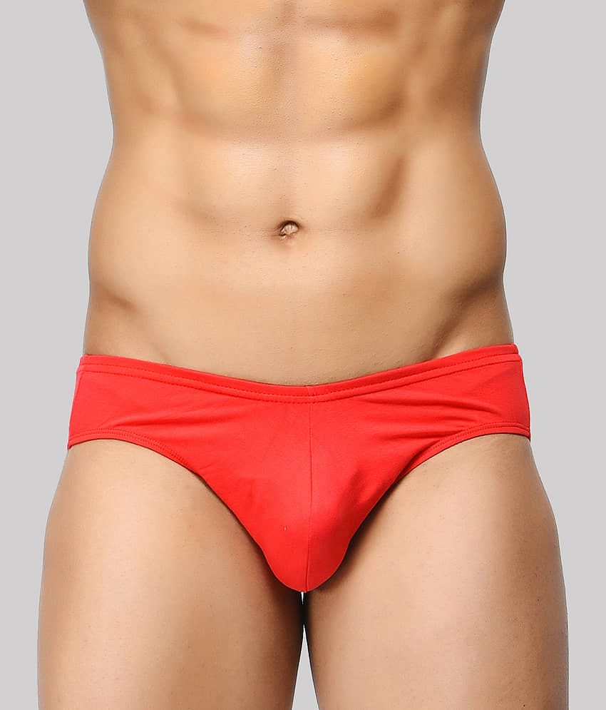 BASIICS By La Intimo Pack of 1 Spandex Briefs For Men's ( Red )