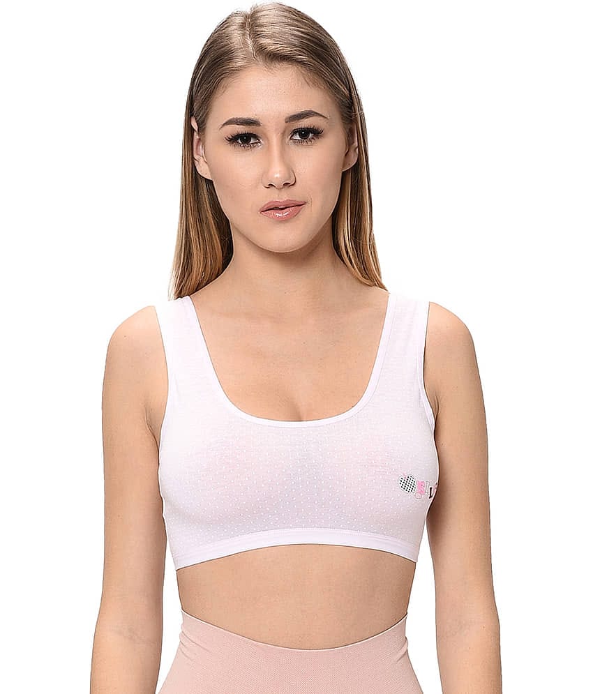 Elina Pink Cotton Solid Sports Bra