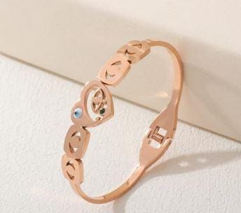 Stainless Steel Gold/Rosegold Plated Heart Shape Evil Eye Ka