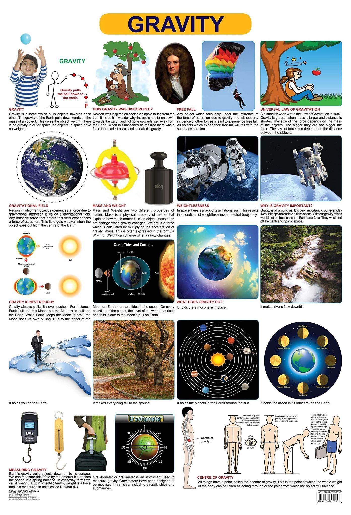 Gravity Wall Chart (Science Chart) - Both Side Hard Laminated (Size 48 x 73 cm) [Poster] Dreamland Publications