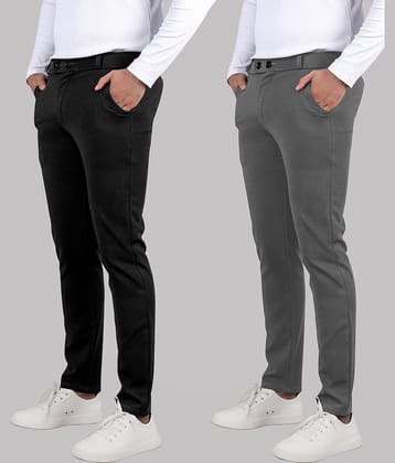 Septem Regular Flat Men's Formal Trouser - Off White ( Pack of 2 )