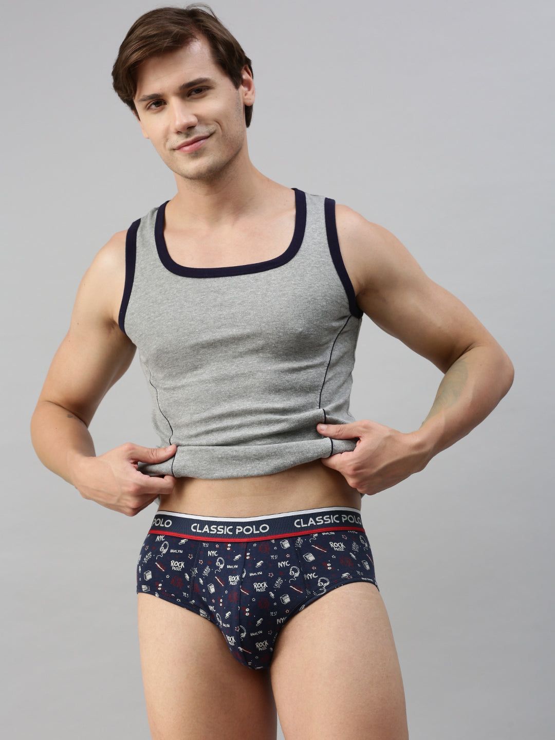 Classic Polo Men's Modal Printed Brief | Scarce - Blue