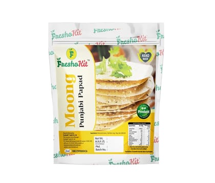 Freshokit Crispy & Delicious Moong Punjabi Papad: Moong Dal, Ajwain, Kali Mirch, Hing, and Authentic Punjabi Masala (400gm Pack)