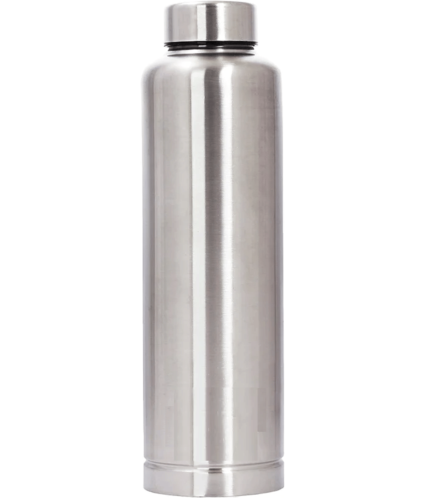Dynore - Inside Copper Outside steel Silver Water Bottle 750 mL ( Set of 1 )