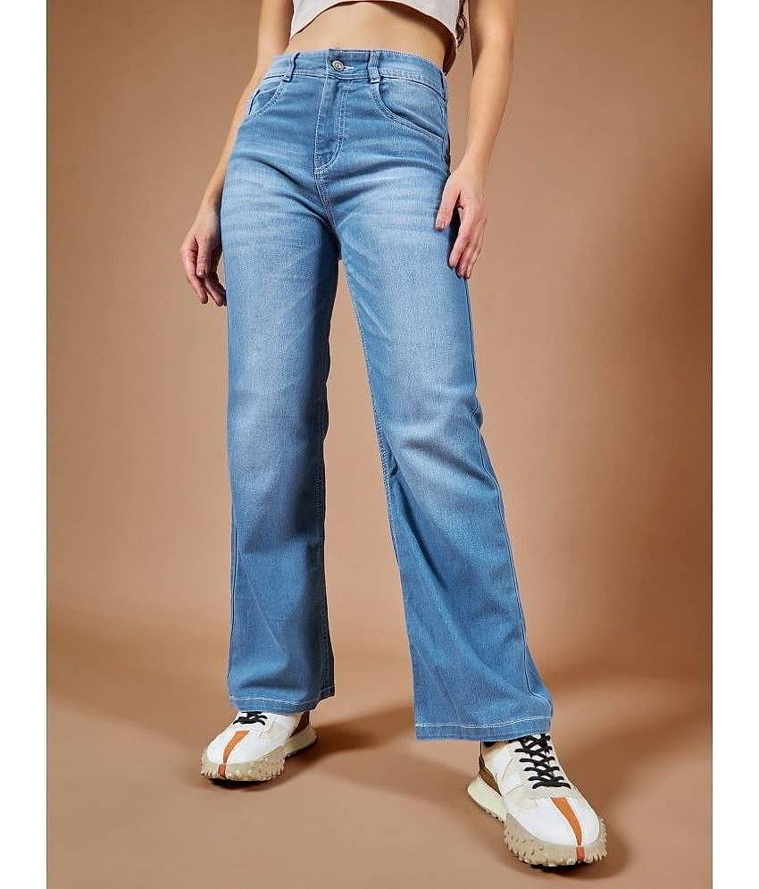 Dolce Crudo - Light Blue Denim Wide Leg Women's Jeans ( Pack of 1 )