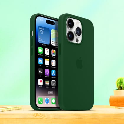 iPhone 14 Pro Soft Silicone Smartphone Case-Dark Green