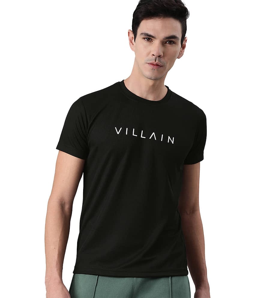 VILLAIN Black Polyester T-Shirt