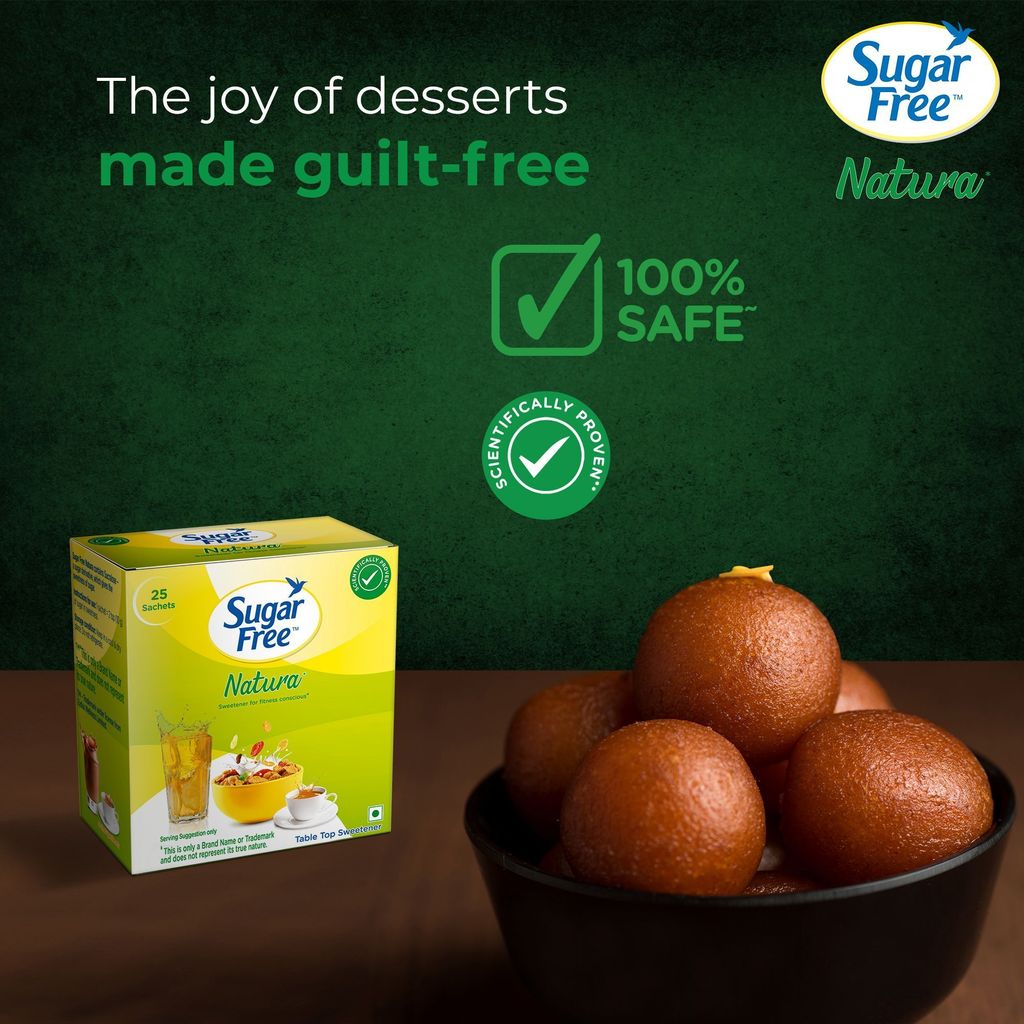 Sugar Free Natura, 25 Sachet |100% Safe| Scientifically Proven & Tested|Sweet like Sugar but with zero calories|