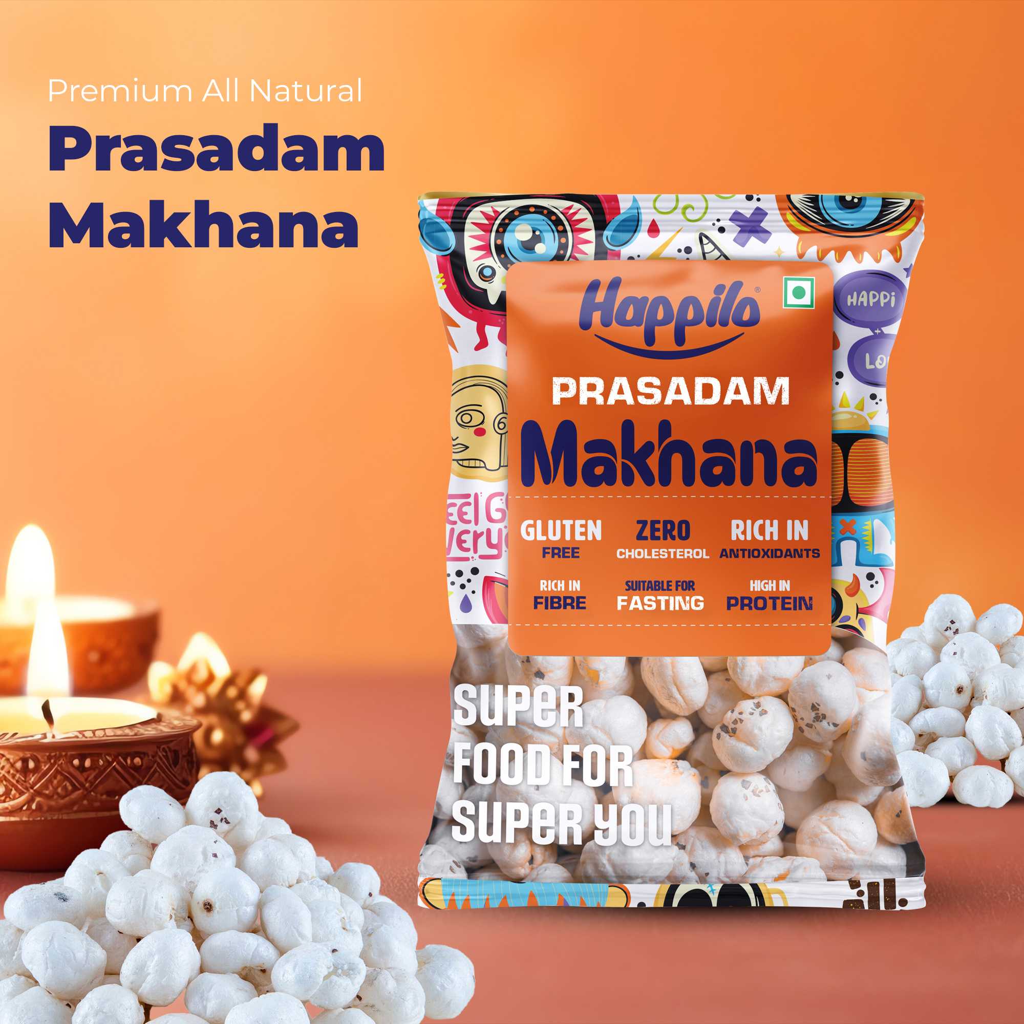 Happilo Premium Plain Prasadam Makhana 200g 